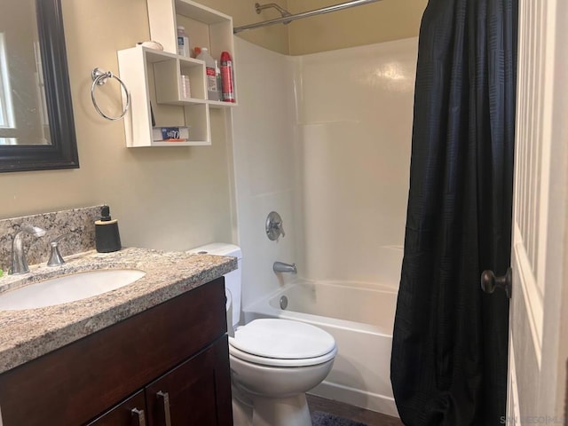 full bathroom featuring vanity, toilet, and shower / bath combo