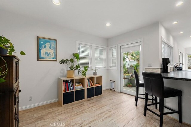 office space featuring light wood-type flooring