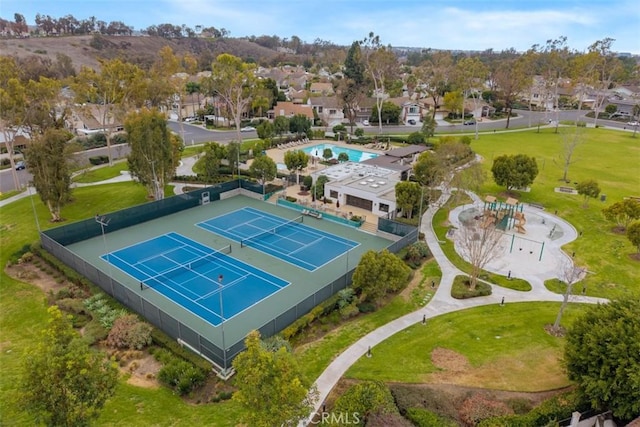 aerial view with a residential view