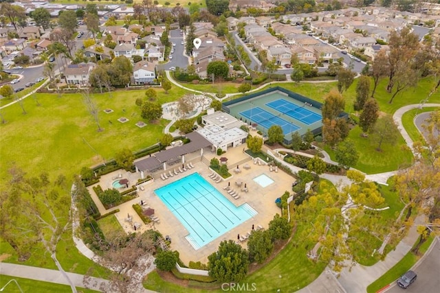 drone / aerial view with a residential view