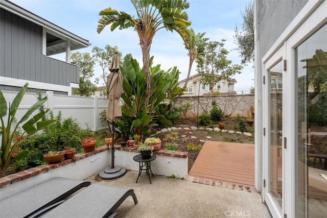 view of patio featuring a fenced backyard