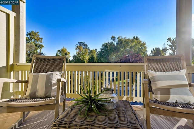 wooden balcony with a wooden deck