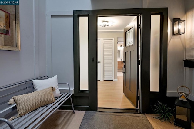 interior space with light hardwood / wood-style flooring