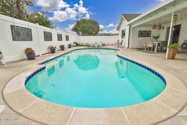 view of pool featuring a patio