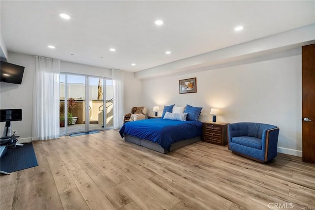 bedroom featuring light wood-type flooring