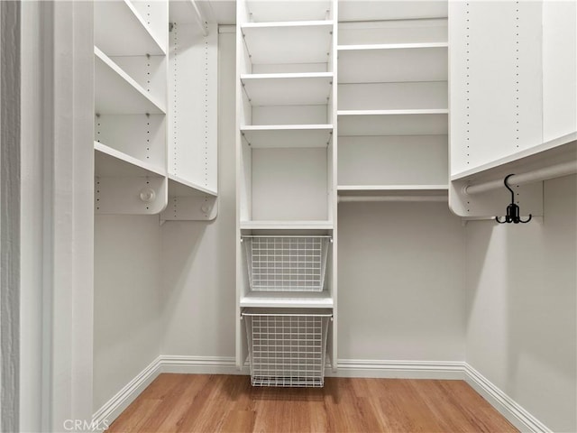 walk in closet featuring light hardwood / wood-style floors