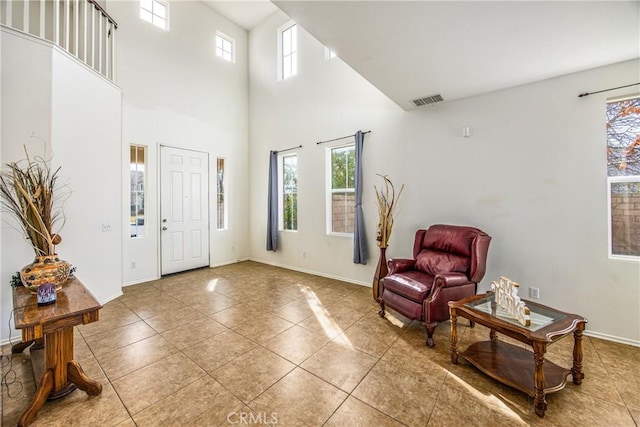 foyer with light tile patterned floors