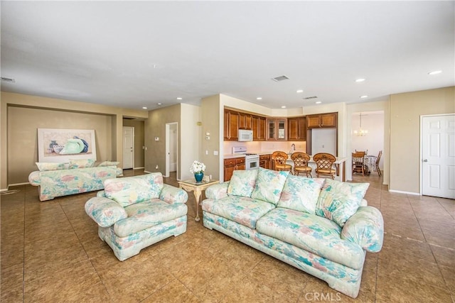 view of tiled living room