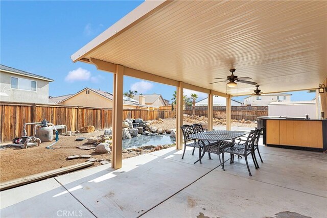 view of patio with ceiling fan