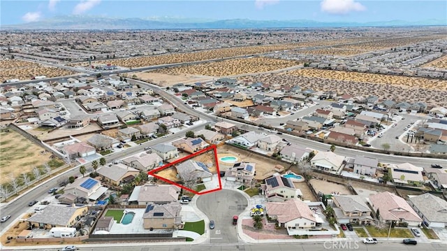 aerial view with a mountain view and a residential view