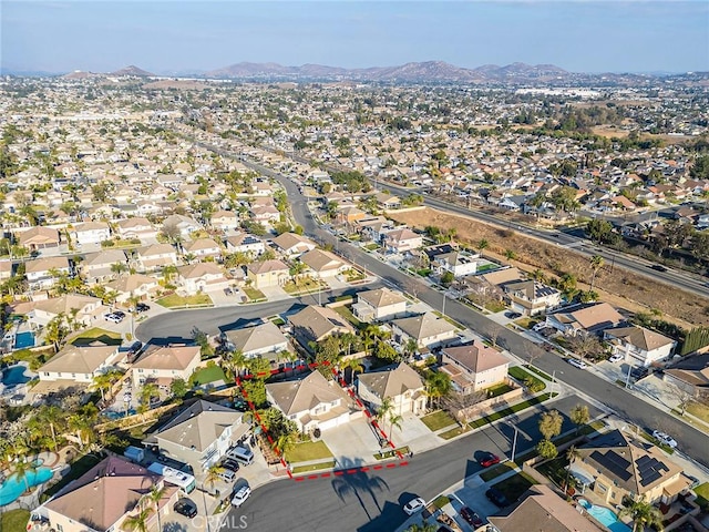 bird's eye view with a mountain view