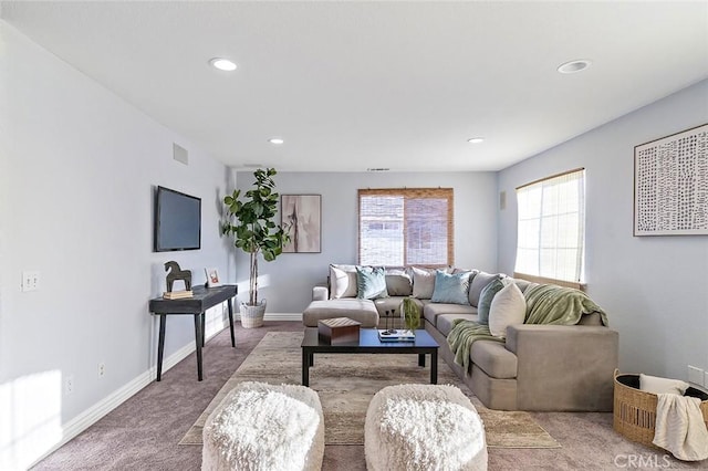 living room featuring carpet flooring