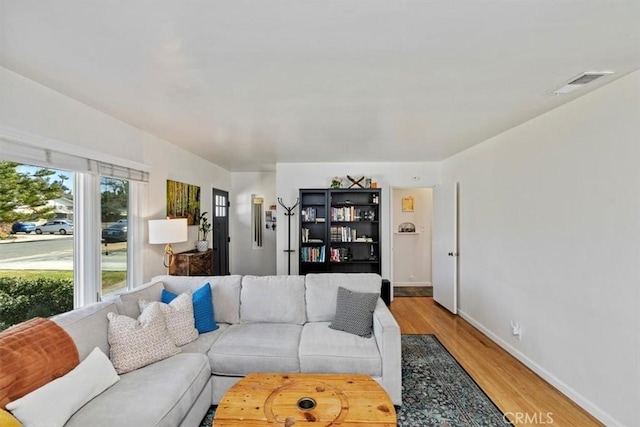 living room with light wood-type flooring