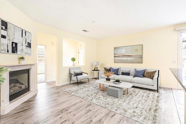 living room featuring light hardwood / wood-style floors