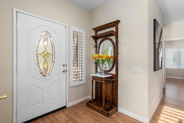 entrance foyer with light hardwood / wood-style flooring