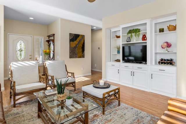 living room featuring light wood-type flooring