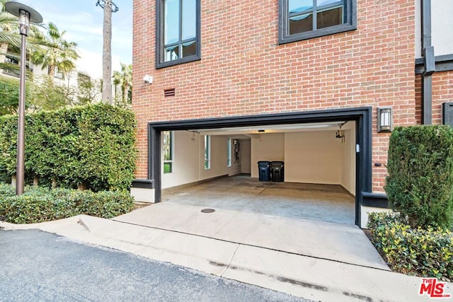 exterior space featuring a garage