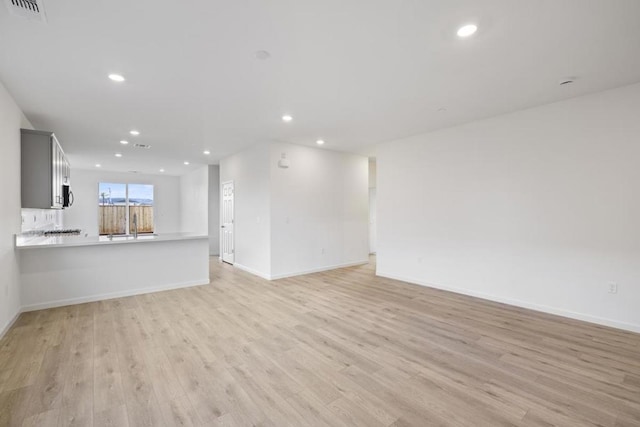 unfurnished living room featuring light hardwood / wood-style floors