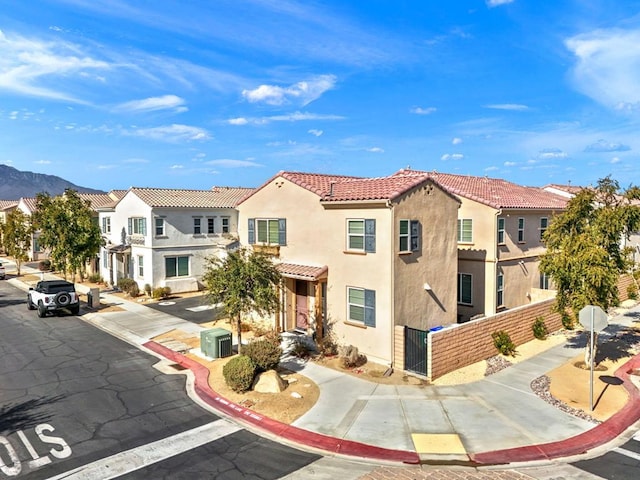 exterior space featuring a mountain view