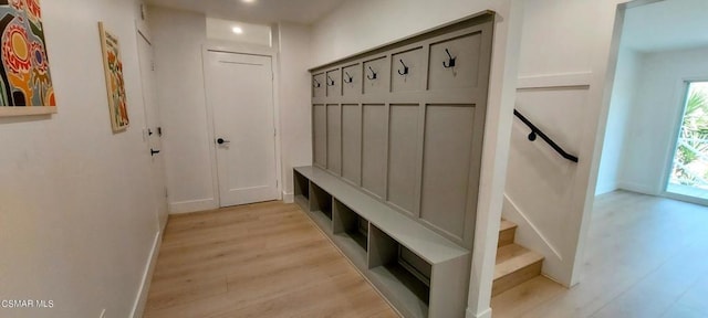 mudroom with light wood-type flooring