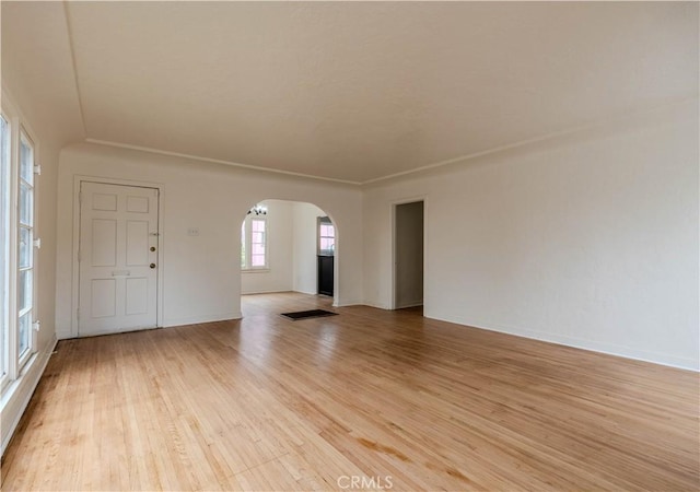 interior space with light hardwood / wood-style flooring