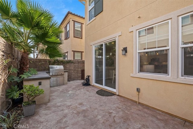 view of patio with area for grilling