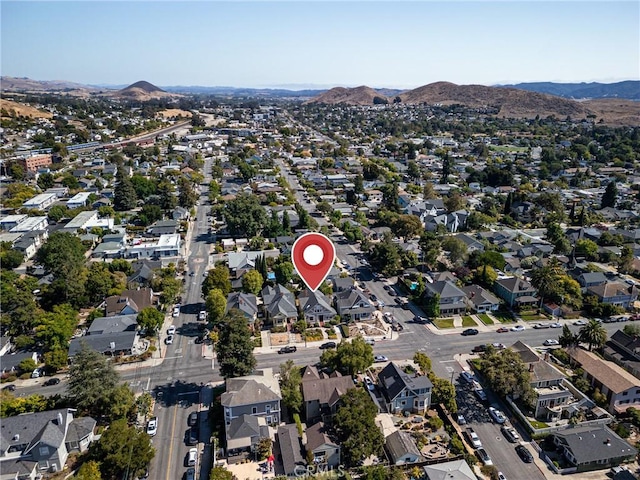 aerial view with a residential view and a mountain view