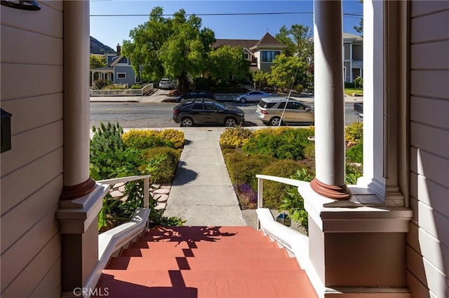 view of yard with covered porch