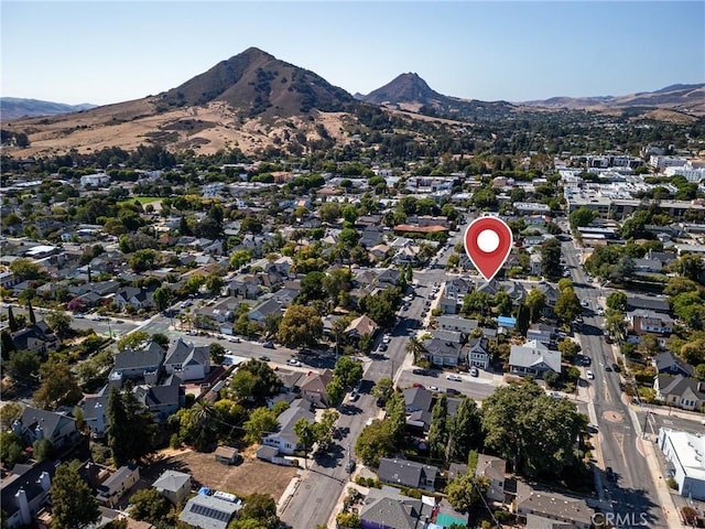 bird's eye view with a residential view and a mountain view