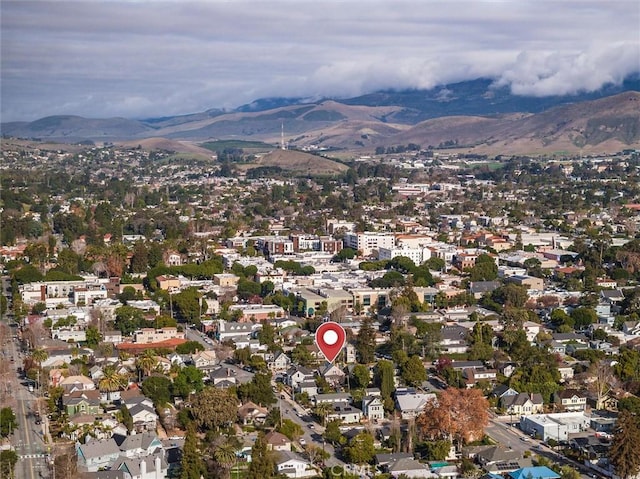 drone / aerial view with a mountain view