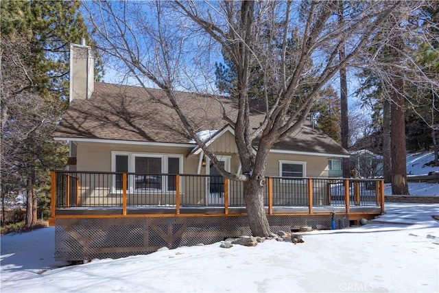 ranch-style house with a deck