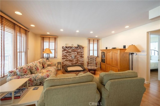 living room featuring light hardwood / wood-style flooring