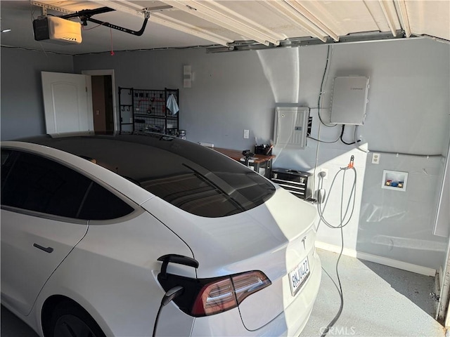 garage with a garage door opener