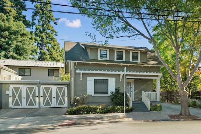 view of front of property with a garage