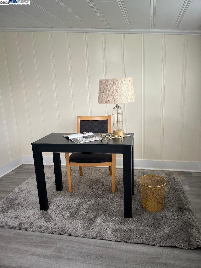 home office featuring wood-type flooring