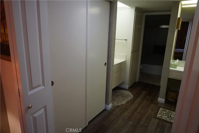 hallway featuring dark hardwood / wood-style floors