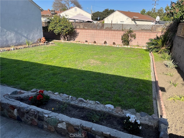 view of yard featuring a fenced backyard