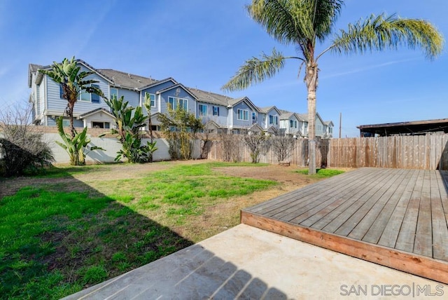 view of yard featuring a deck