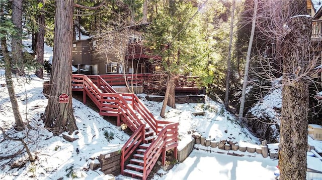 view of yard covered in snow