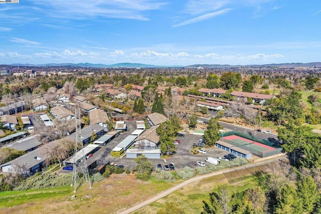 bird's eye view with a mountain view