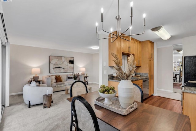 dining space featuring a chandelier