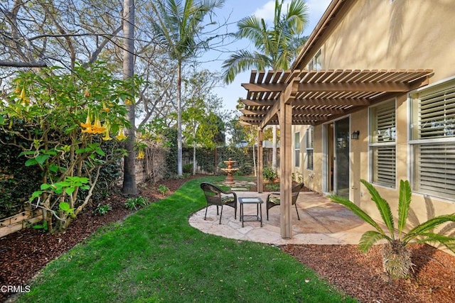 view of yard featuring a pergola and a patio area