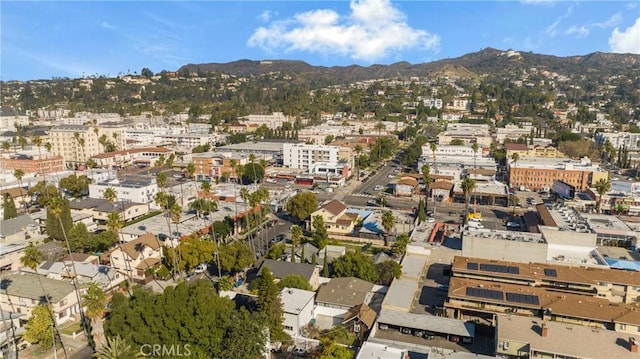 drone / aerial view featuring a mountain view