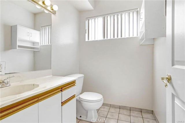 bathroom with tile patterned floors, toilet, and vanity