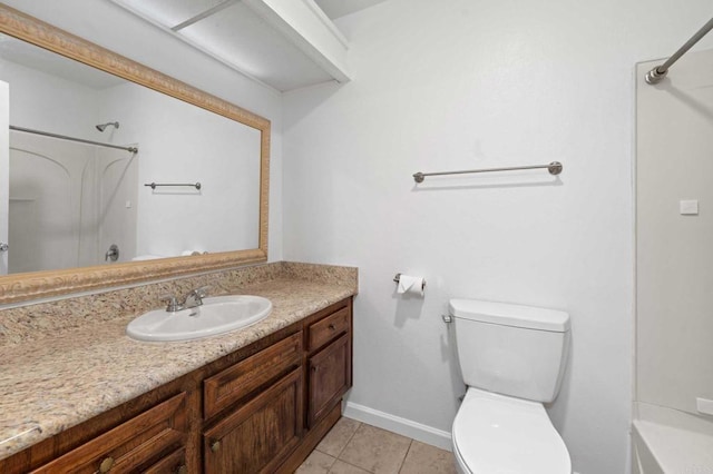 bathroom with tile patterned flooring, vanity, and toilet