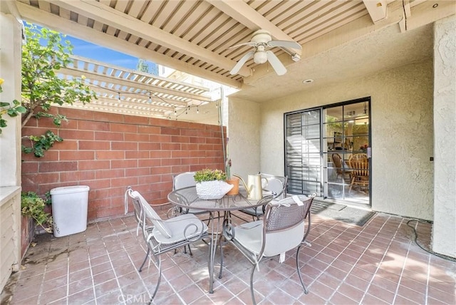 view of patio / terrace featuring ceiling fan