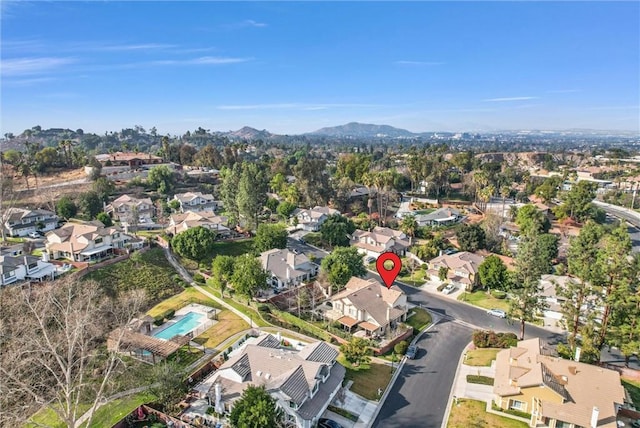 bird's eye view featuring a mountain view