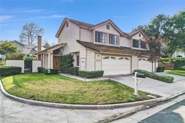 view of front of home with a garage and a front yard