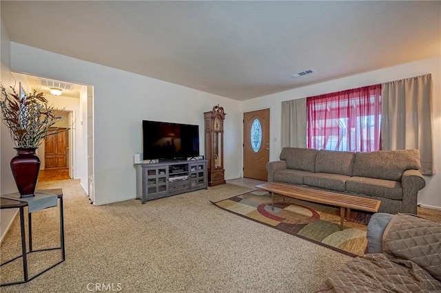 living room featuring carpet floors