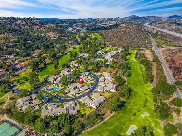 birds eye view of property featuring a residential view and a mountain view